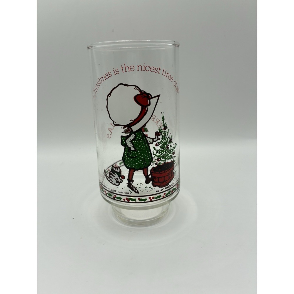 Holly Hobbie American Greetings Christmas Nice Time Coca-Cola Christmas Glass